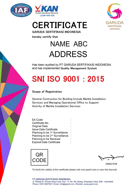 contoh sertifikat iso 9001 kan